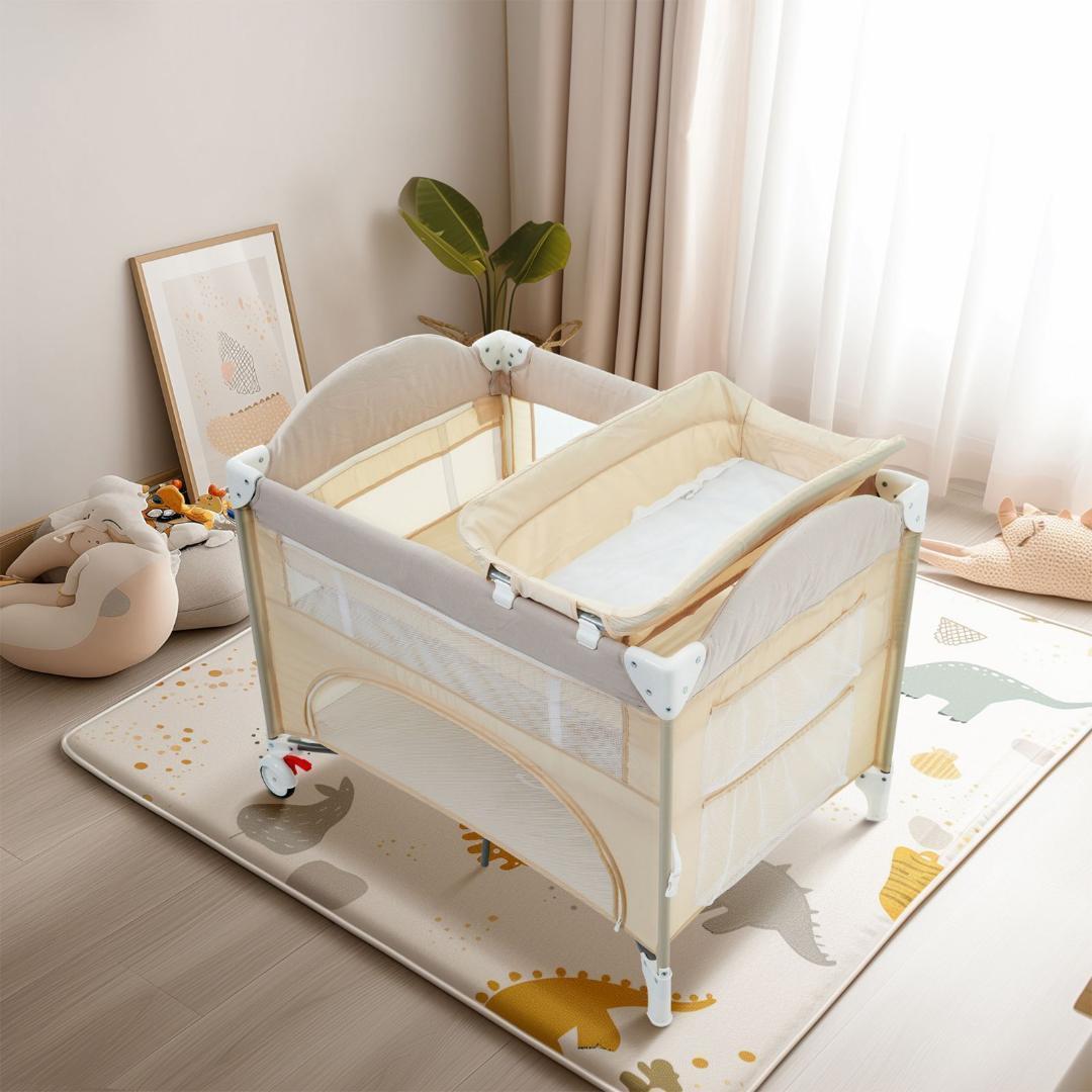 ベビーベッド ベビーサークル プレイヤード 折りたたみ おむつ替えテーブル付