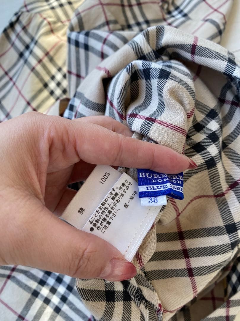 バーバリーブルーレーベル 定番ノバチェック ホルターワンピース38