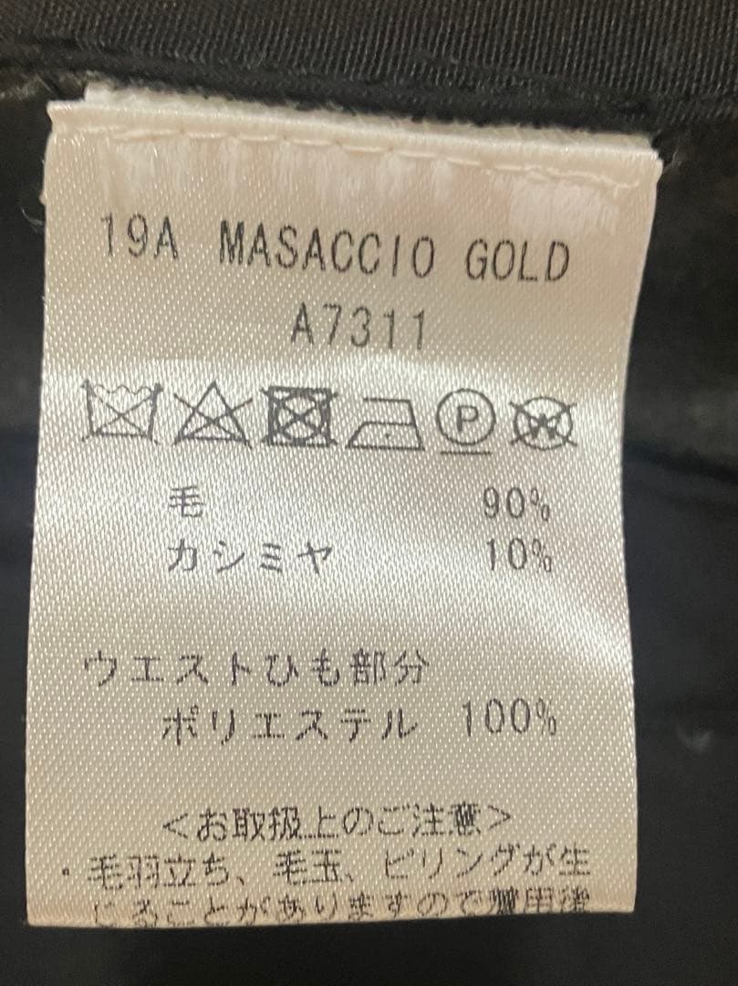 美品giab's ARCHIVIO マサッチョ ゴールド 永久クリース　カシミヤ