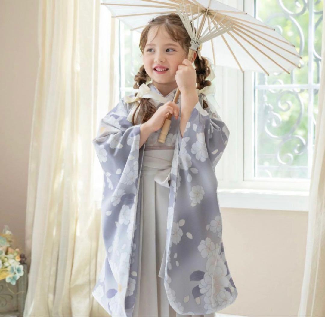 キッズ　和装お揃いコーデ　八重桜ネージュ柄　七五三