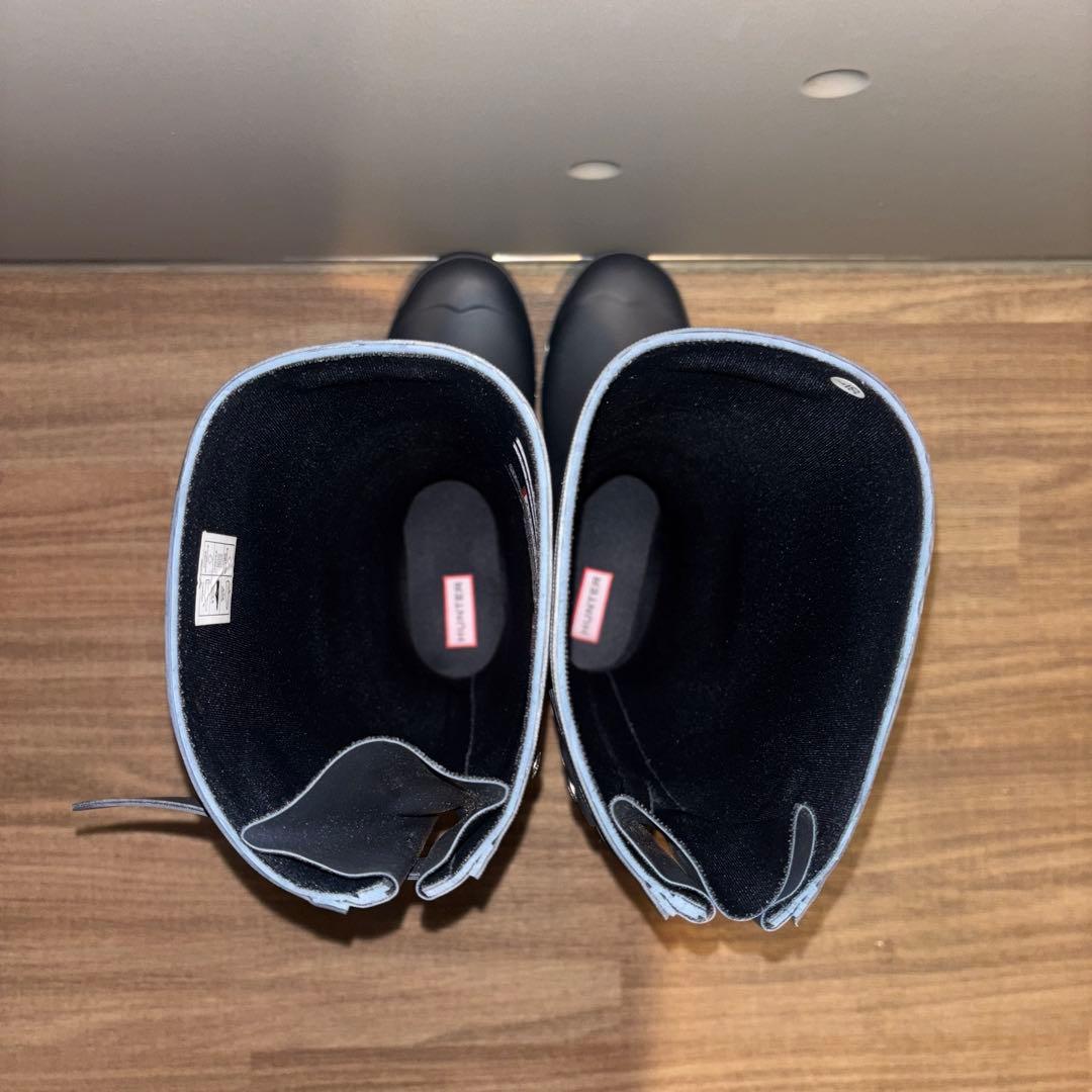 HUNTER ネイビー ロングブーツ バックル付き