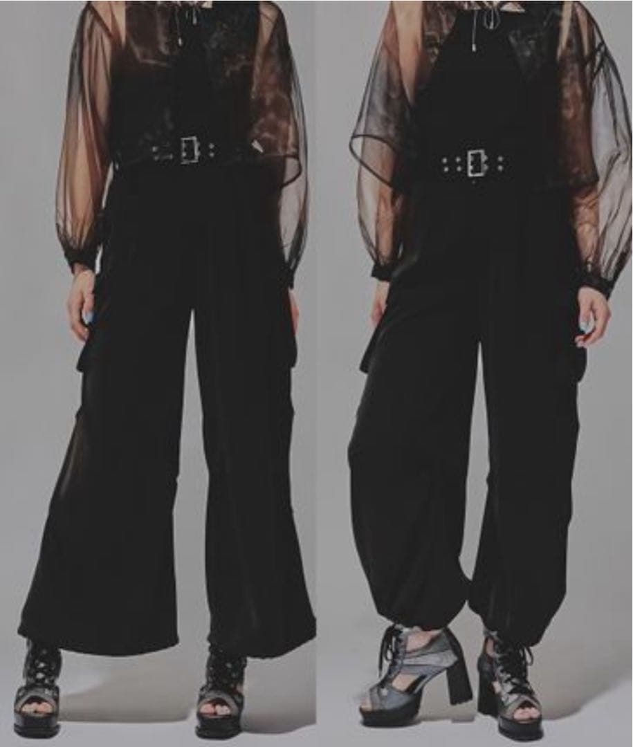 HARE 2WAYトロミワイドカーゴパンツ　ブラック