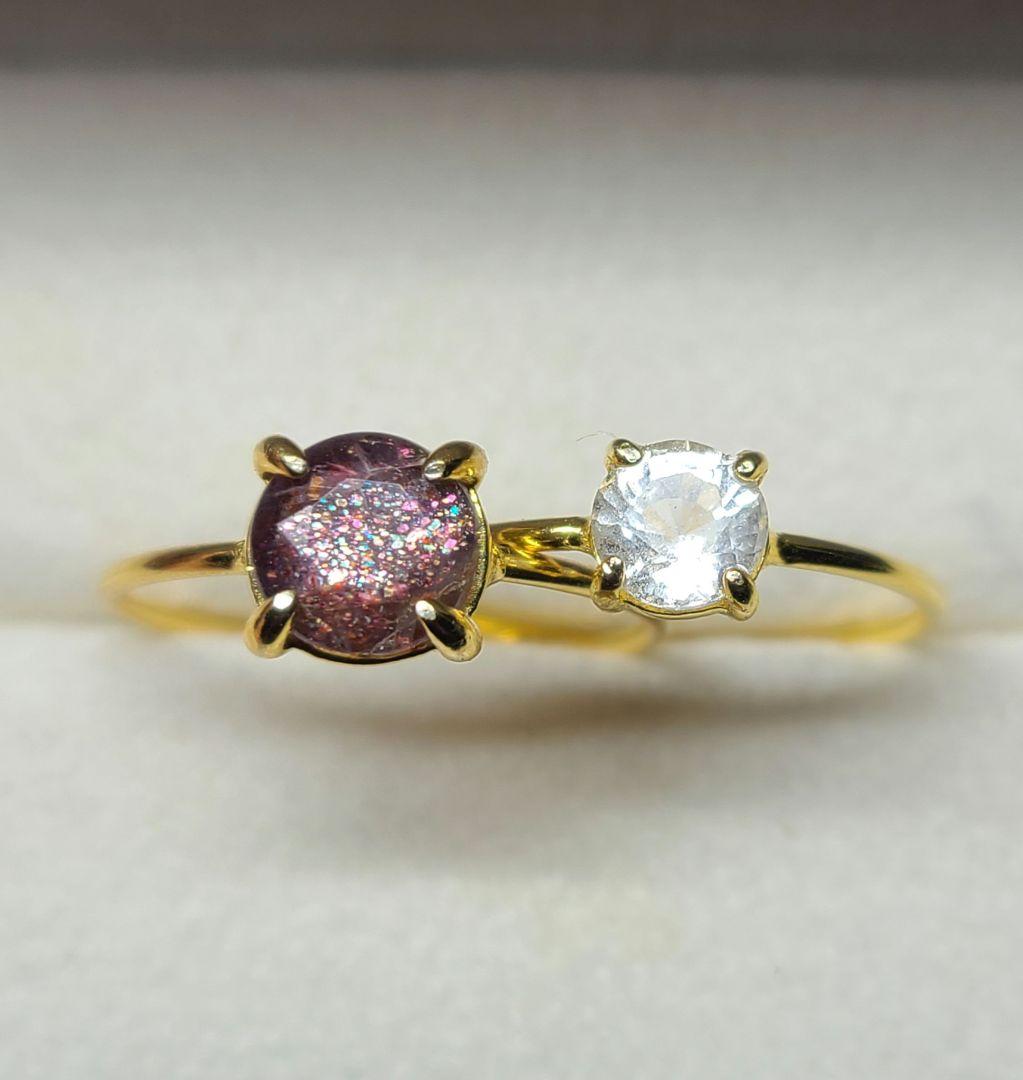 わっふる★フェナカイト、アイオライトサンストーン★リング