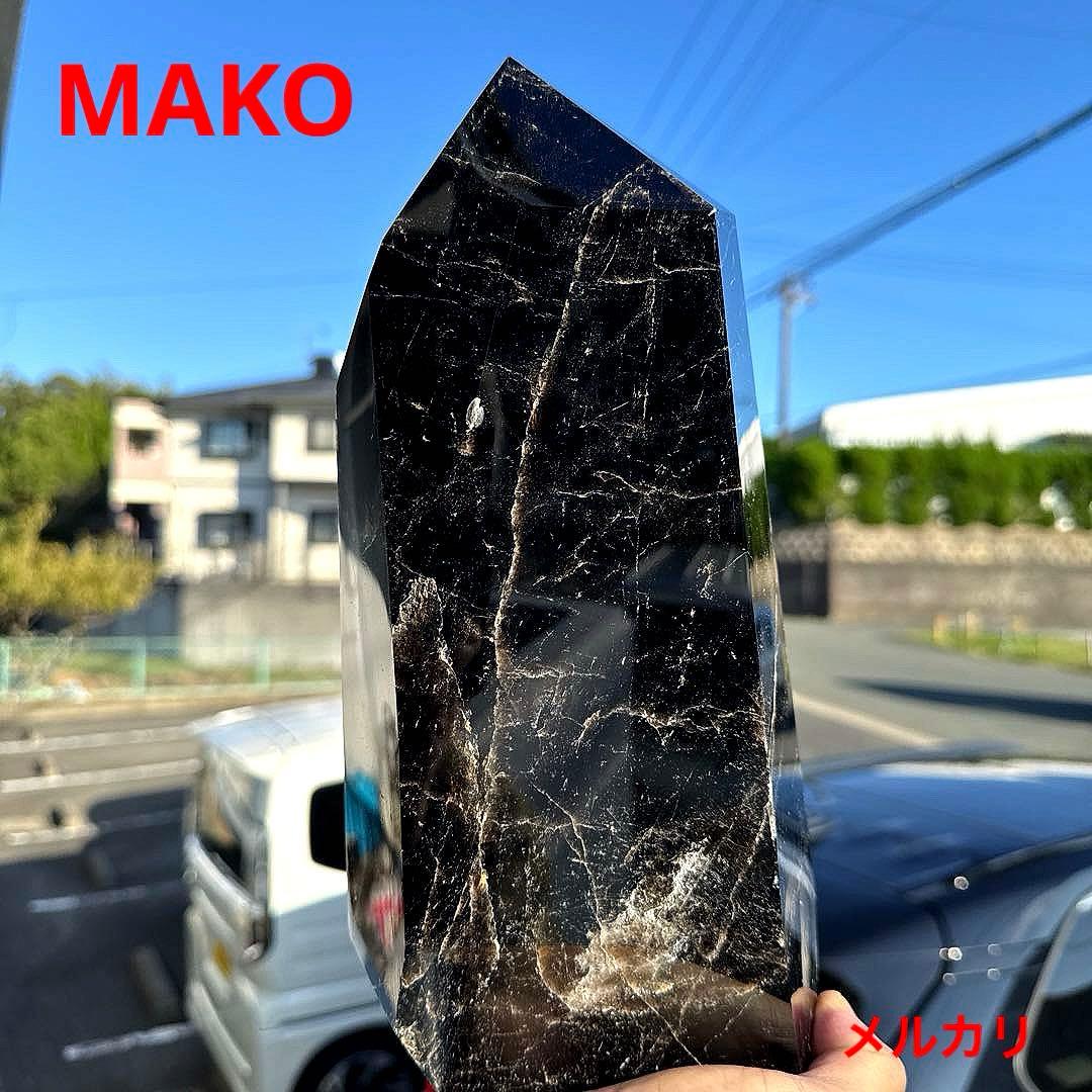 M1832☆黒水晶(モリオン)六角柱6.4Kg☆天然石　原石☆N50901-A