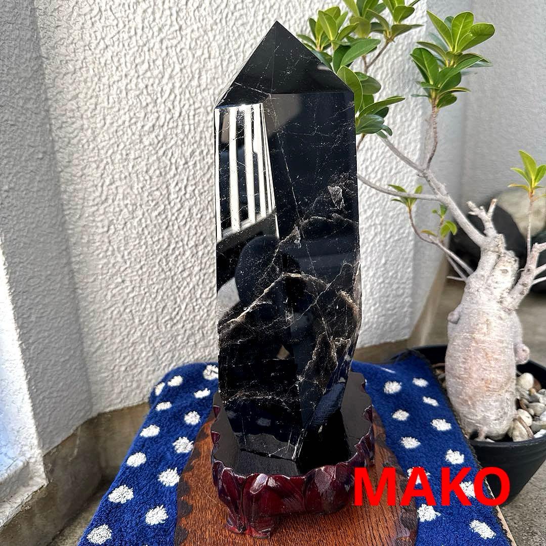 M1832☆黒水晶(モリオン)六角柱6.4Kg☆天然石　原石☆N50901-A