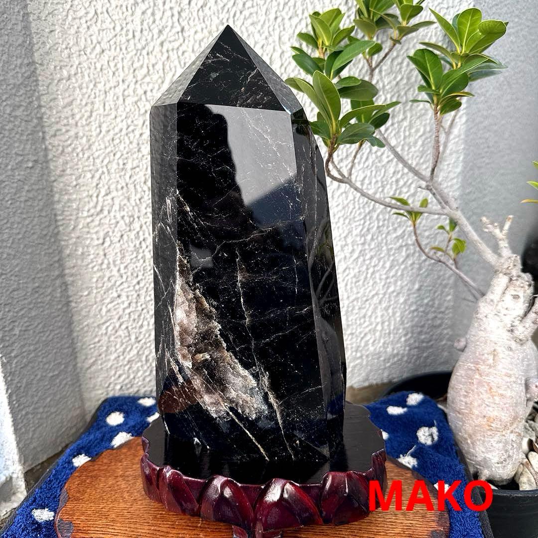 M1832☆黒水晶(モリオン)六角柱6.4Kg☆天然石　原石☆N50901-A