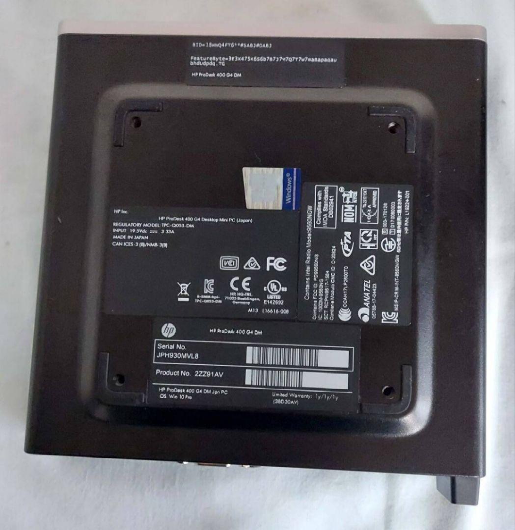 ミニPC HP ProDesk 400 G4 DM Core i5 8500T