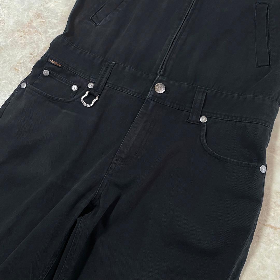 VANSON バンソン コットン スカル刺繍 袖着脱可能 オールインワン つなぎ