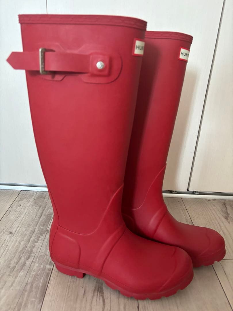 HUNTER 赤 長靴 バックル付き lovechild