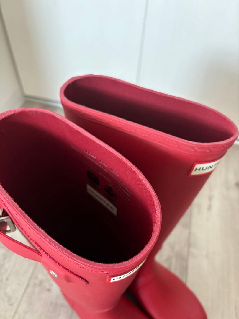 HUNTER 赤 長靴 バックル付き lovechild