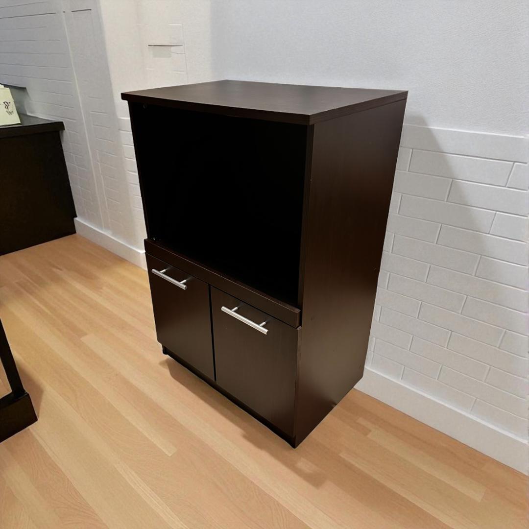 ニトリ キッチン収納キャビネット 電子レンジ台 ダークブラウン