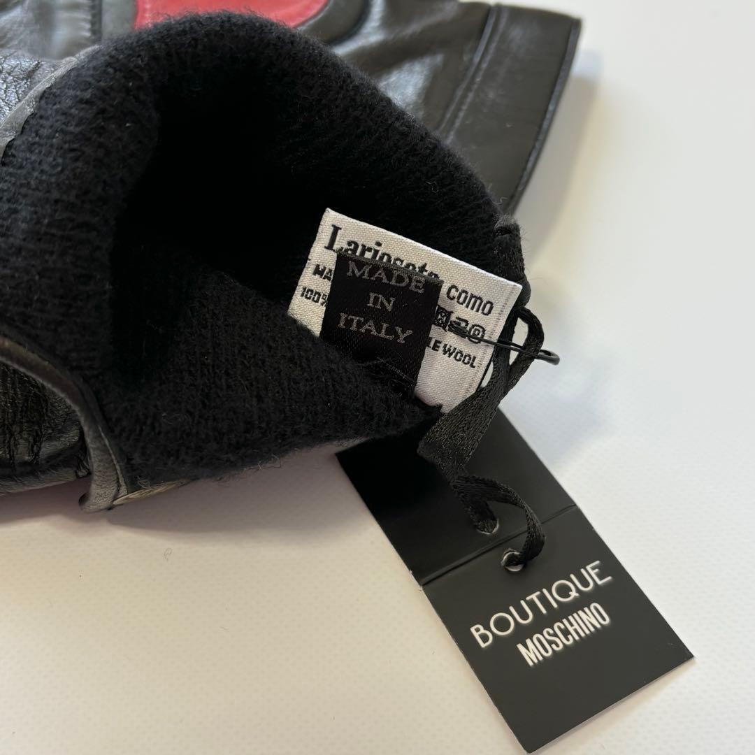 未使用 BOUTIQUE MOSCHINO モスキーノ レザー手袋 イタリア製