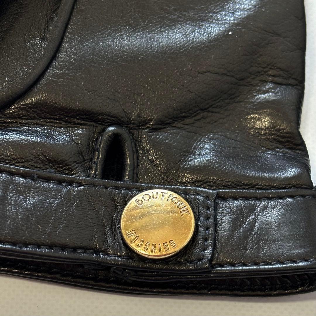 未使用 BOUTIQUE MOSCHINO モスキーノ レザー手袋 イタリア製