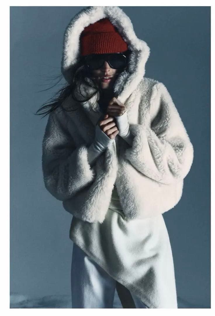 ZARA ボア生地保温フード付きアノラック M