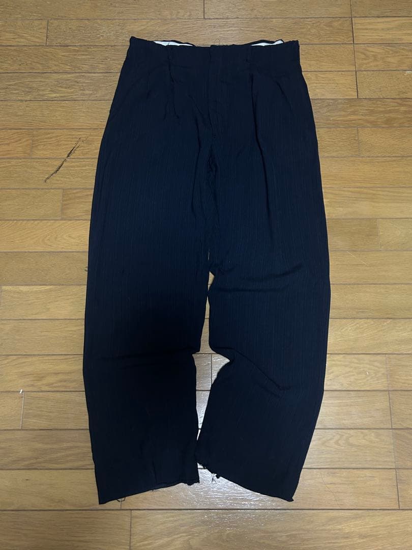 パンツ 50s Black rayon slacks. Blue stripe.