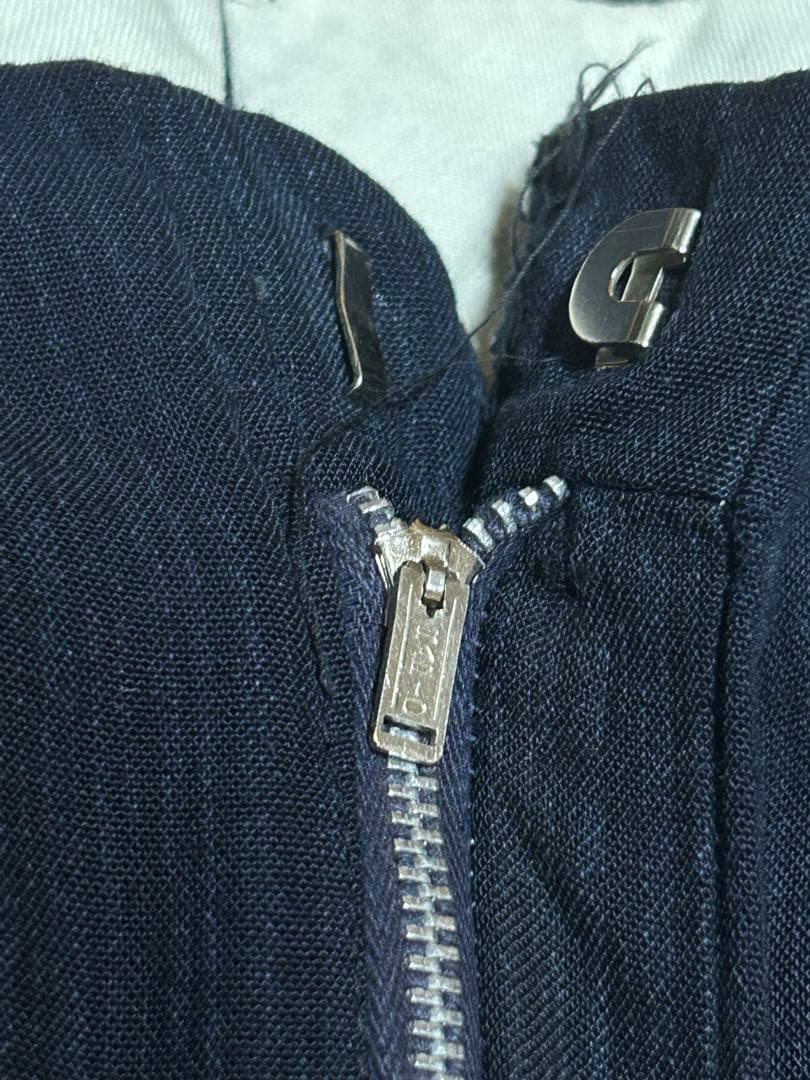 パンツ 50s Black rayon slacks. Blue stripe.