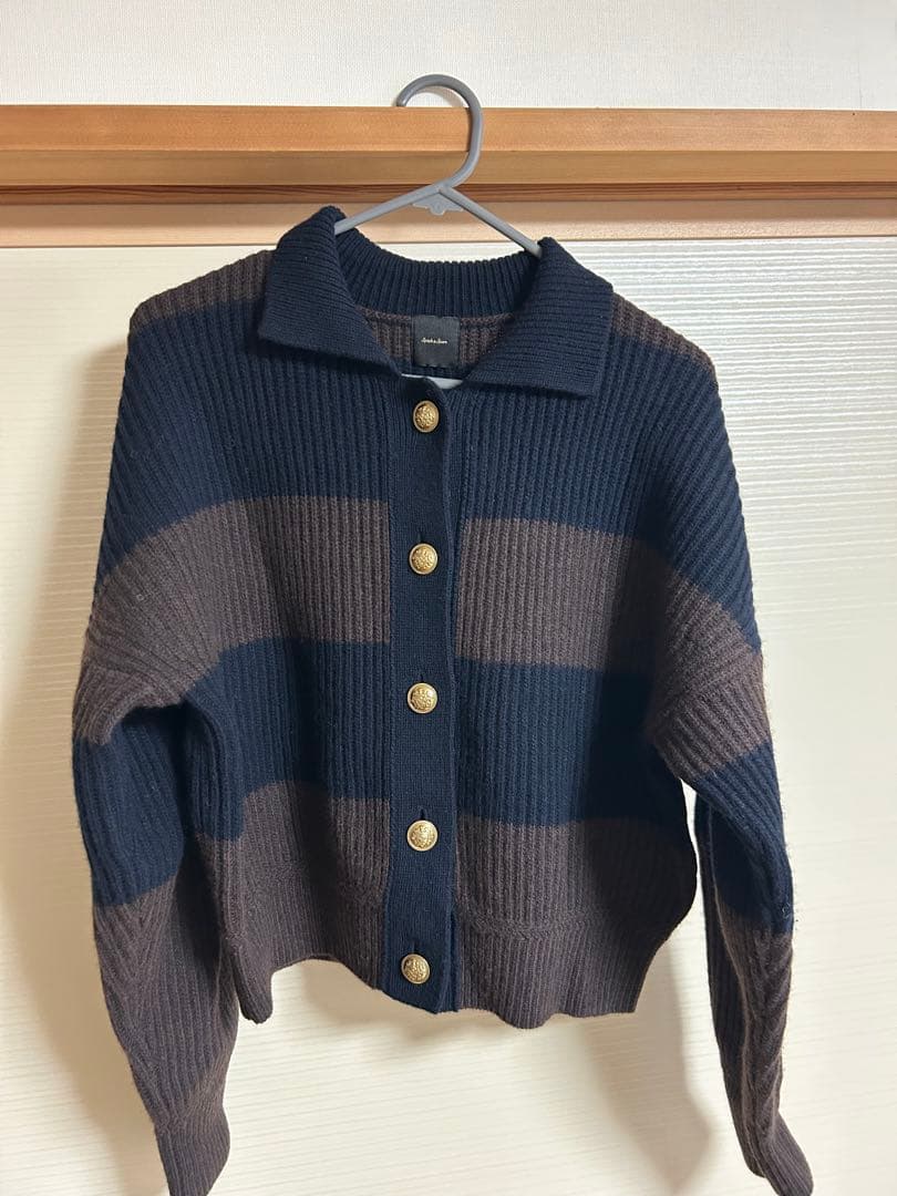 Spick&Span ラガーボーダーニットカーディガン