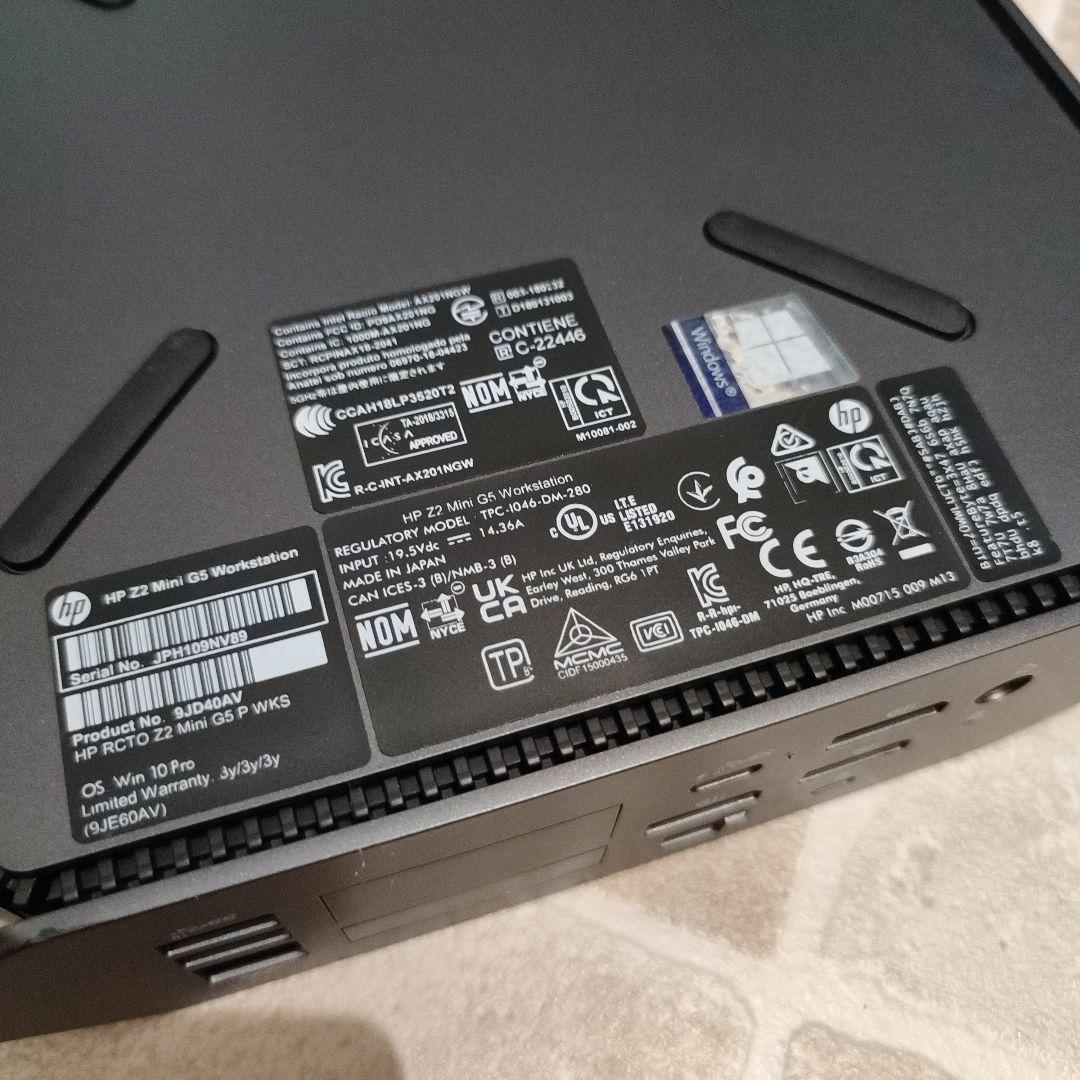 ワークステーション HP Z2 Mini G5 32GB M.2 SSD 512GB