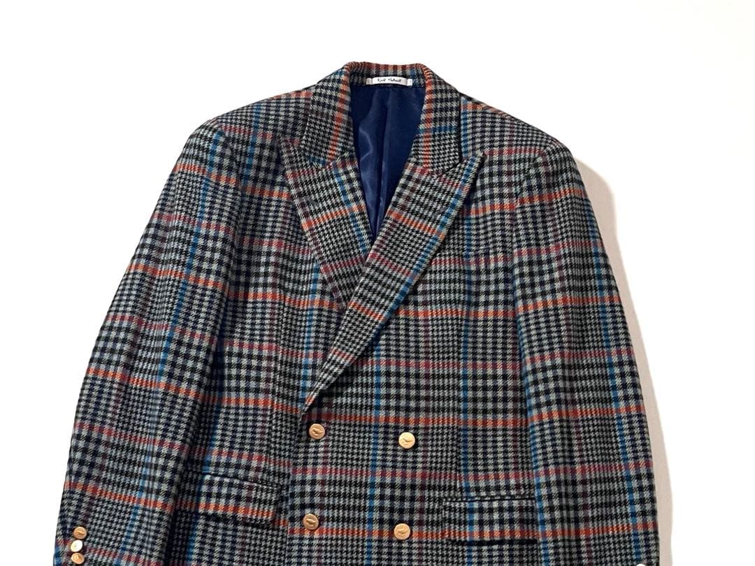【美品】カールヘルム　テーラードジャケット　チェック柄　秋冬ツイード　金ボタン