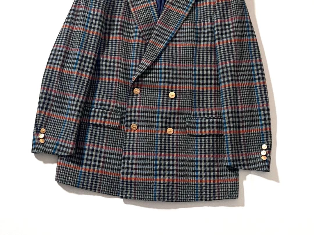 【美品】カールヘルム　テーラードジャケット　チェック柄　秋冬ツイード　金ボタン