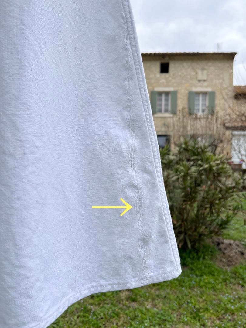 ◆フランスアンティーク｜半袖スモック、チュニック、イニシャル刺繍、白