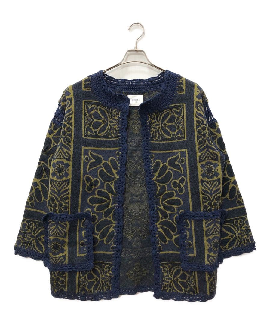 2601039 RUG PATTERN KNIT JACKET ネイビー