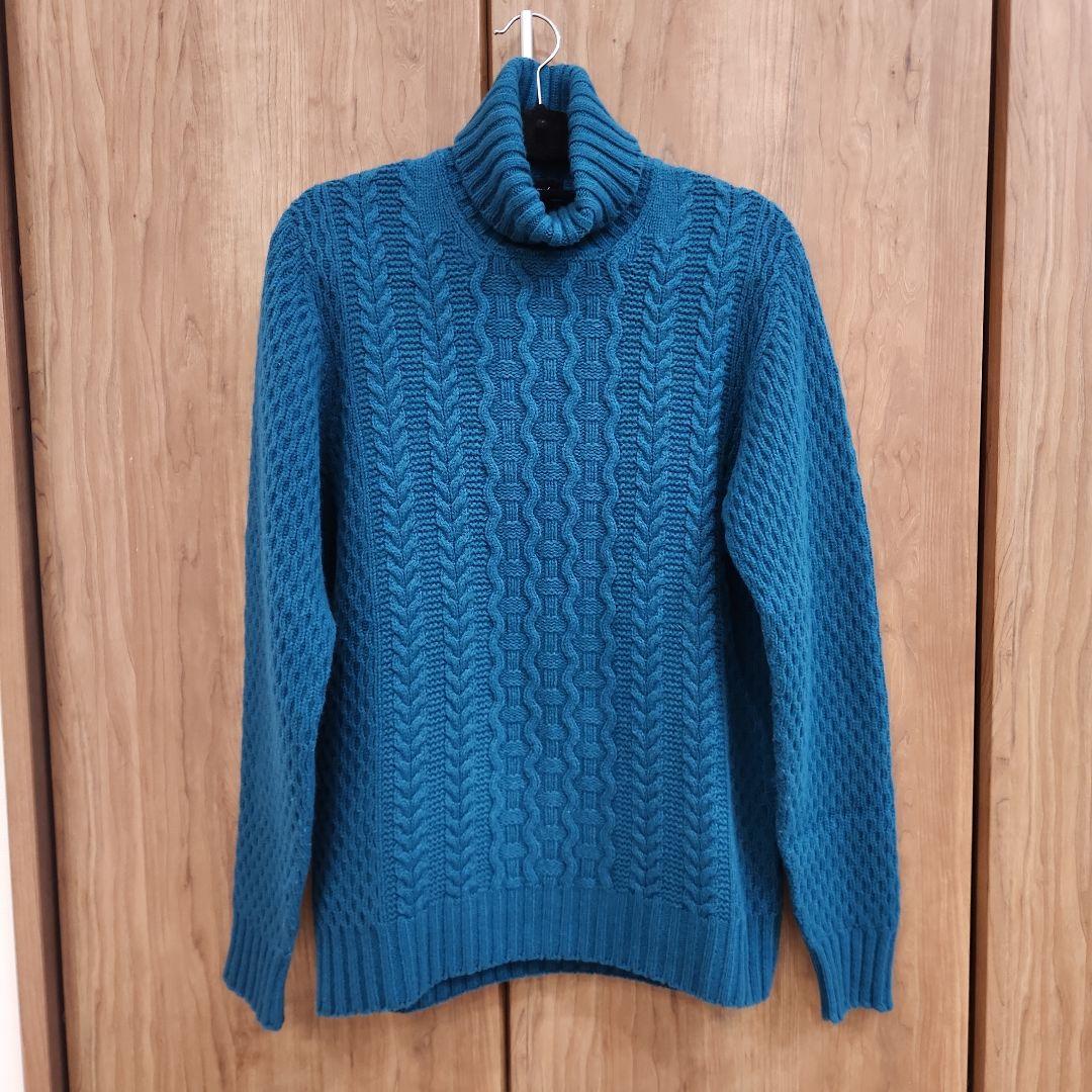 新品 DRUMOHR ケーブルニット イタリア製 タートルネック L グリーン