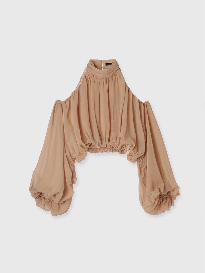 2025anuans シフォンボリュームブラウス　テラコッタ