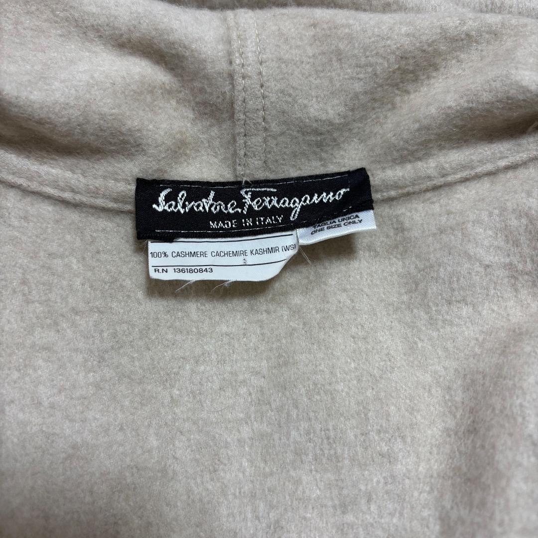 美品 フェラガモ カシミヤケープコート ポンチョ フリンジ