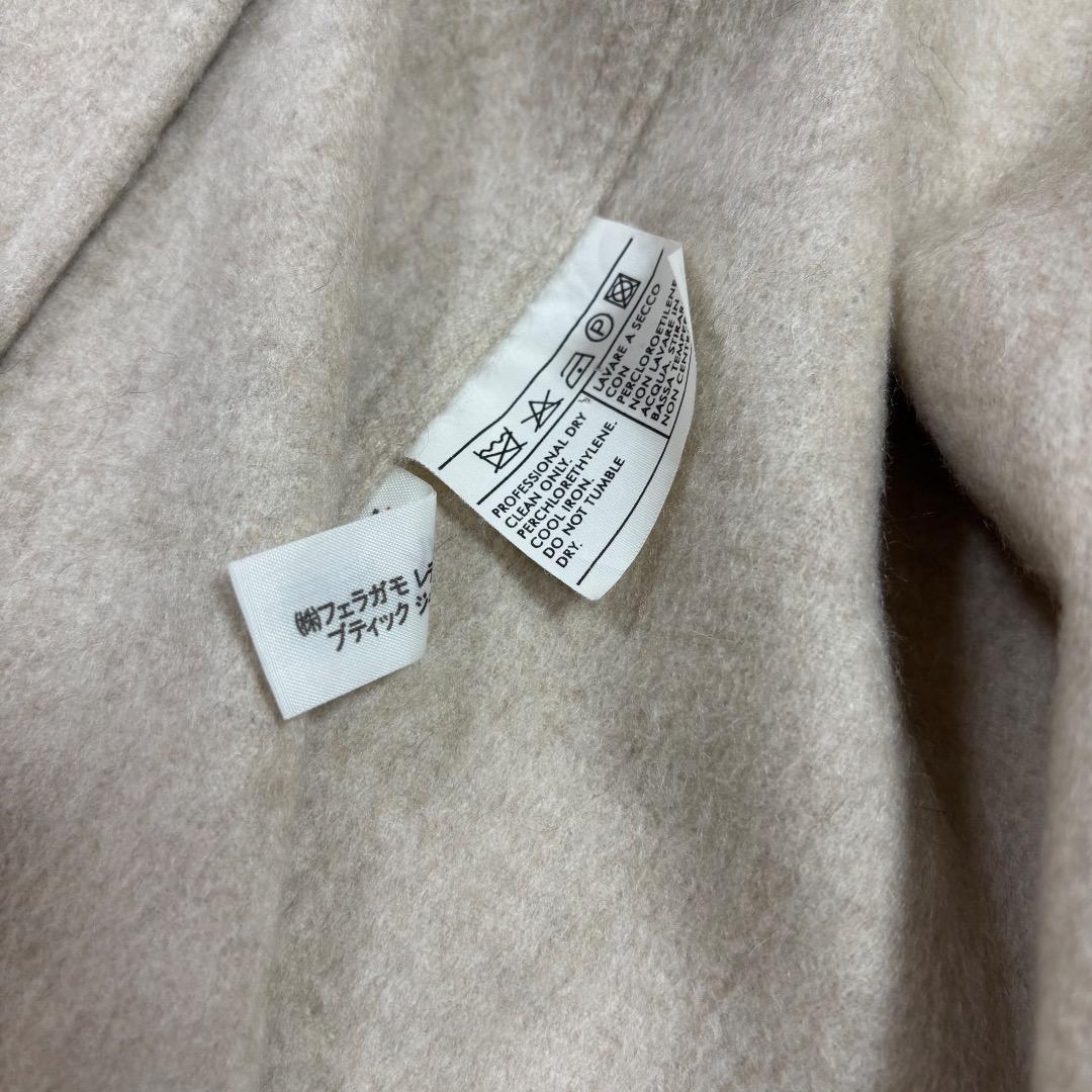 美品 フェラガモ カシミヤケープコート ポンチョ フリンジ