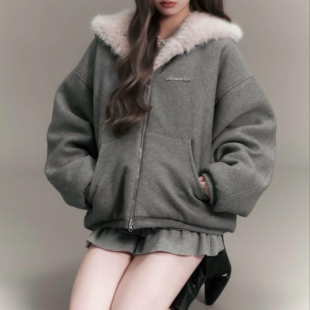 ジャケット・アウター andwang Kirakira 2way fur zip up