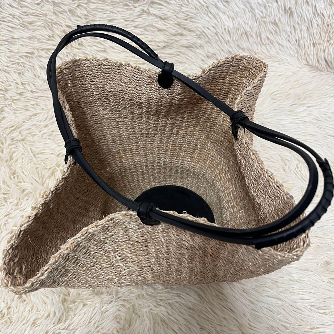 【新品未使用】oddsオッズ　ストロー素材 フラワー型かごバッグ 中型