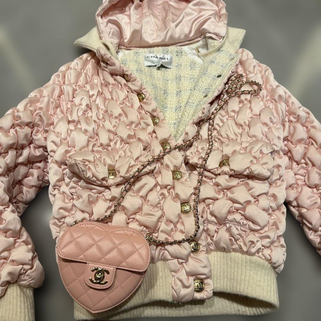 CHANEL フリルデザイン ピンクジャケット　ツイード