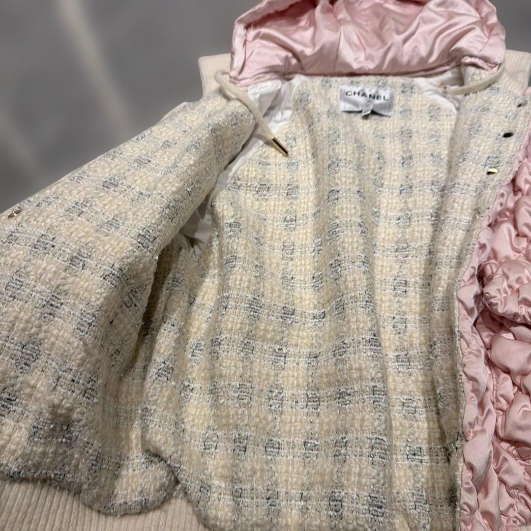 CHANEL フリルデザイン ピンクジャケット　ツイード