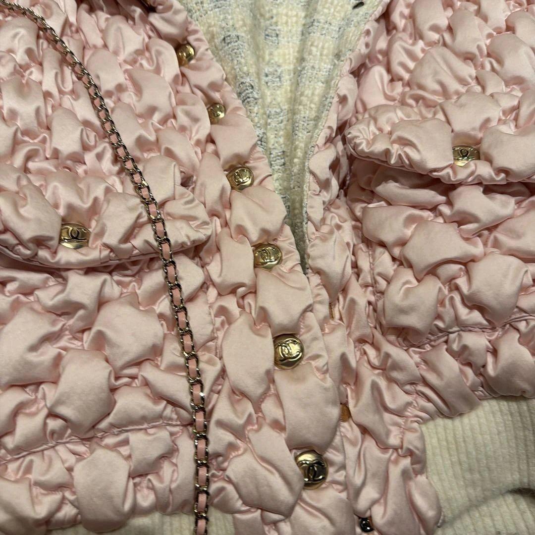 CHANEL フリルデザイン ピンクジャケット　ツイード