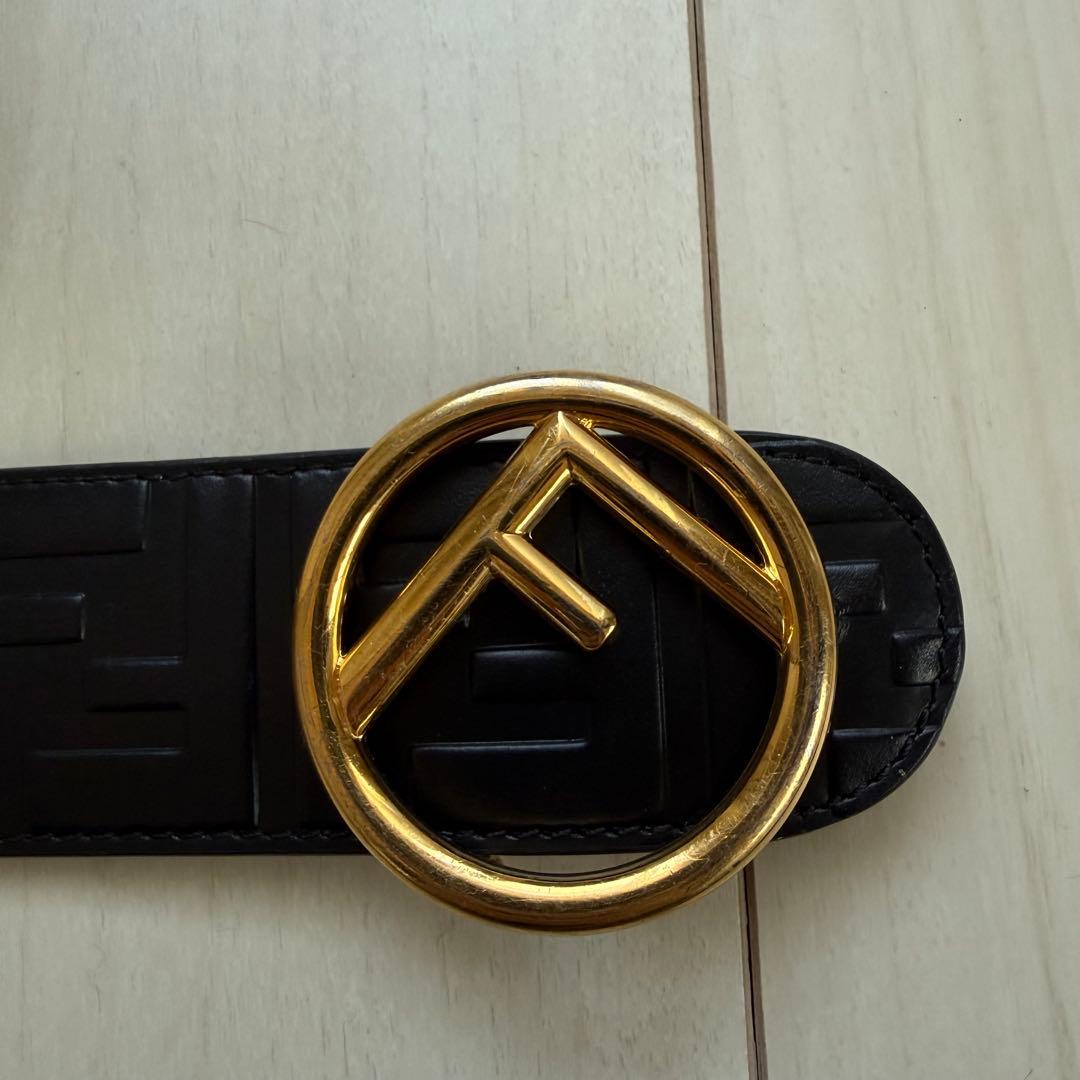 正規品　FENDI フェンディ FFロゴ バックル ベルト ブラック レザー