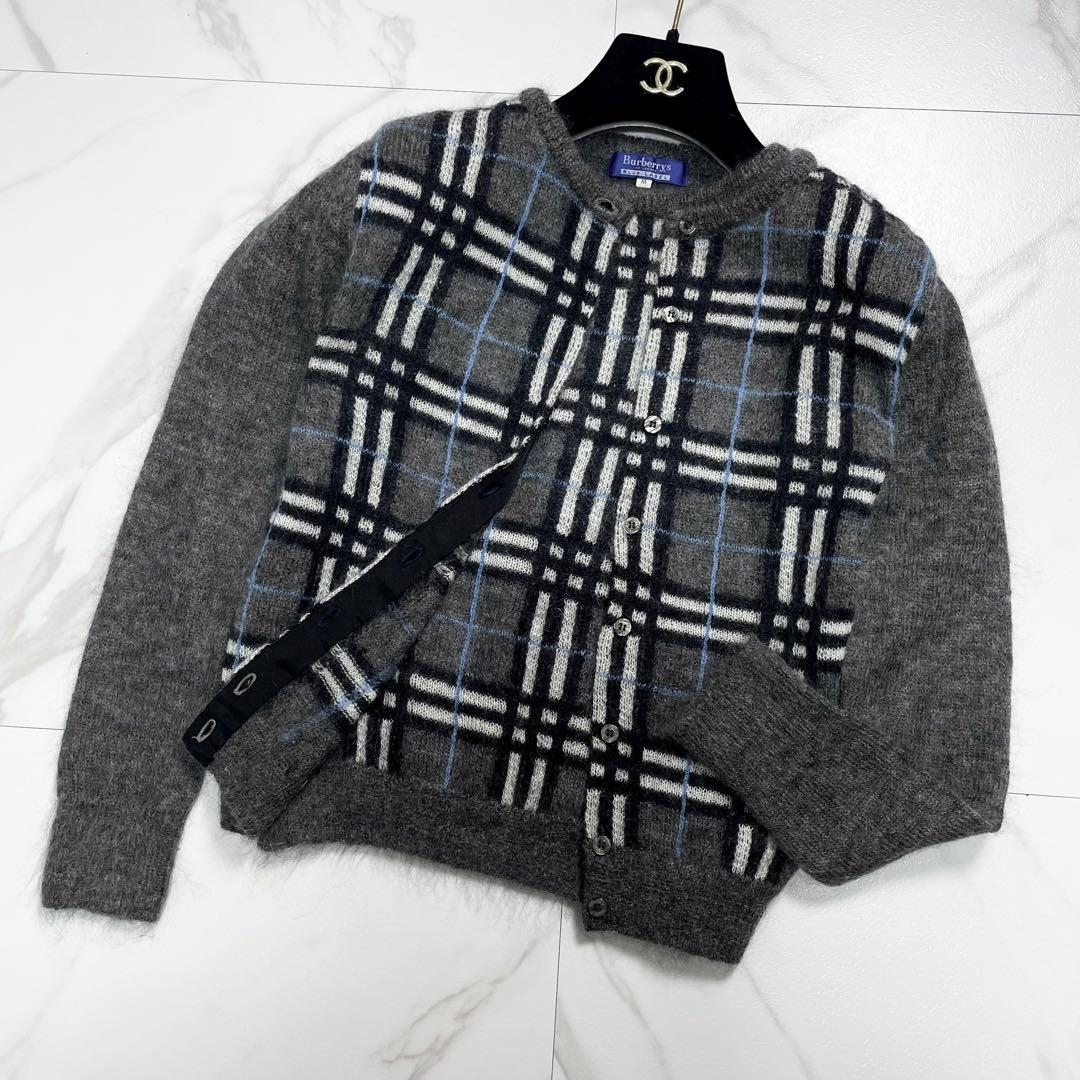 バーバリーブルーレーベル アンサンブル ニットカーディガン モヘヤ ノバチェック