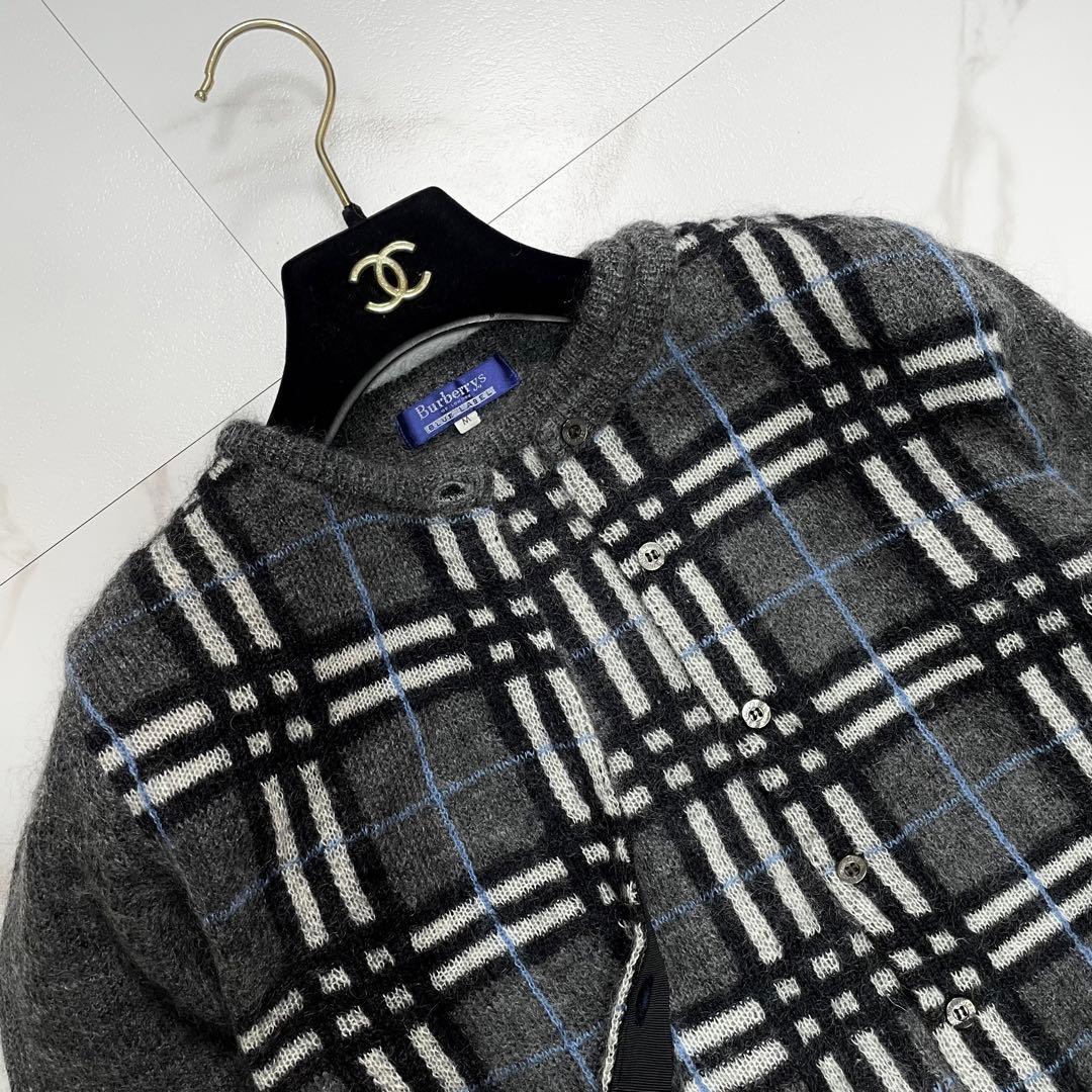バーバリーブルーレーベル アンサンブル ニットカーディガン モヘヤ ノバチェック