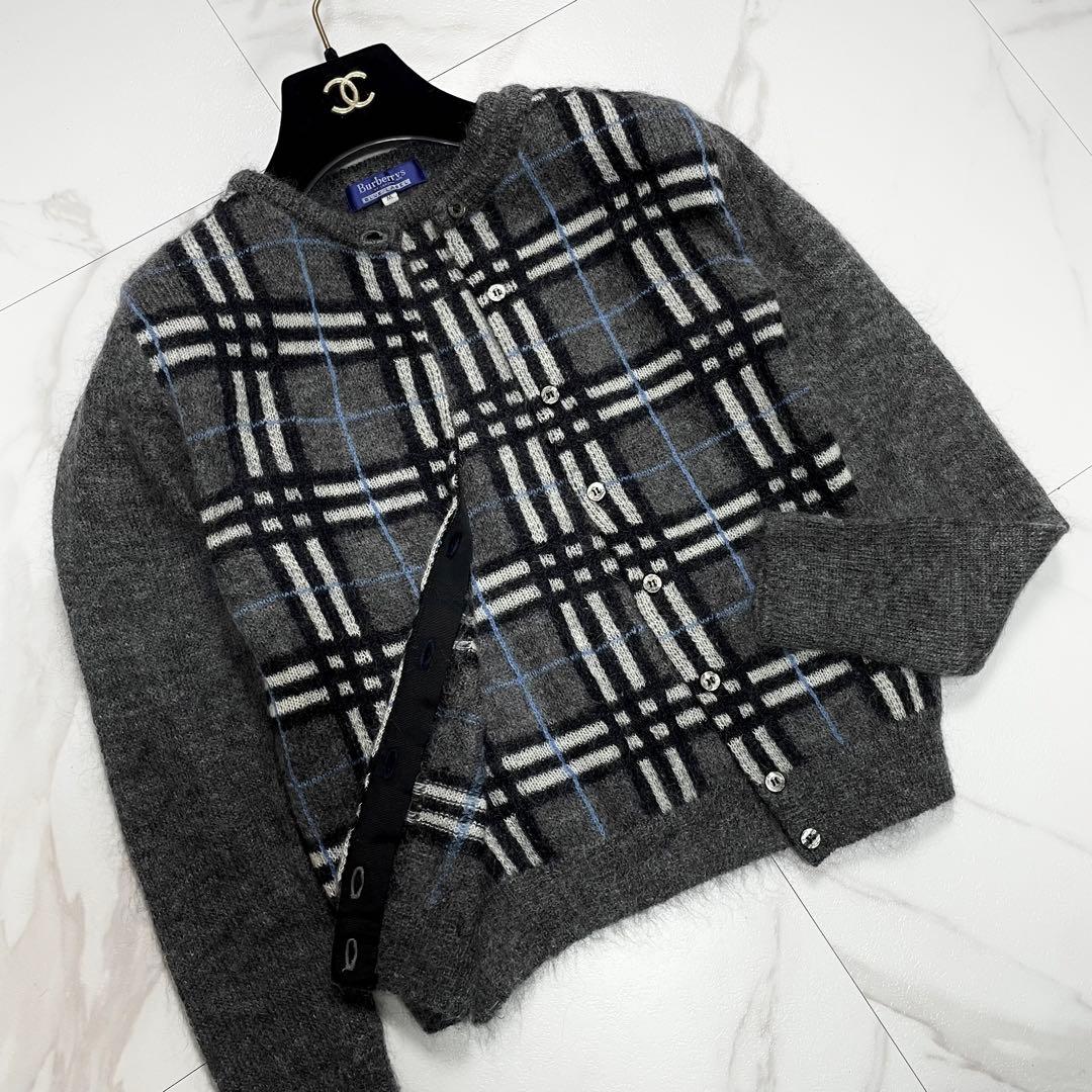 バーバリーブルーレーベル アンサンブル ニットカーディガン モヘヤ ノバチェック