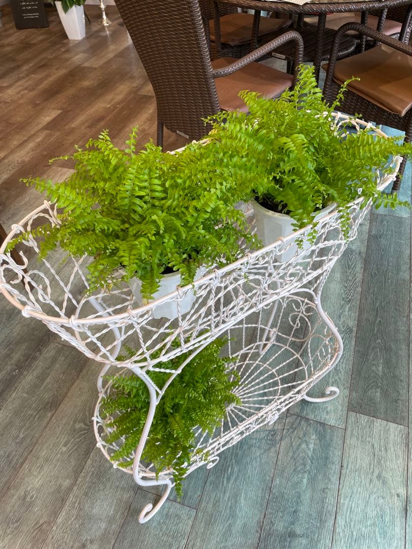 サイド　スタンド　2段　バスケット　アイアン　アンティーク　置物