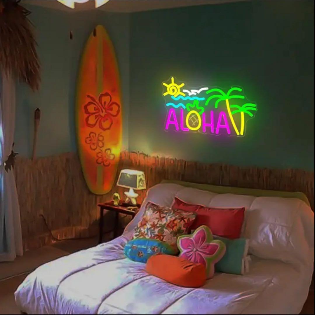 ALOHA ネオン LED サインライト ハワイ風 インテリア 照明 壁掛け