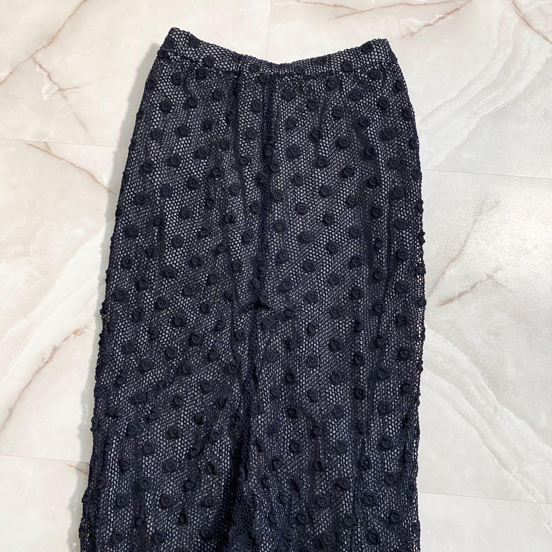 A16559 コムコム 05ss レース 花刺繍 ペンギンパンツ 紺L