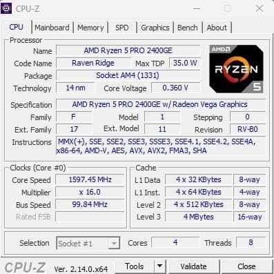 ミニPC Lenovo tiny m75q-1 (Ryzen 5 Pro 2400GE)