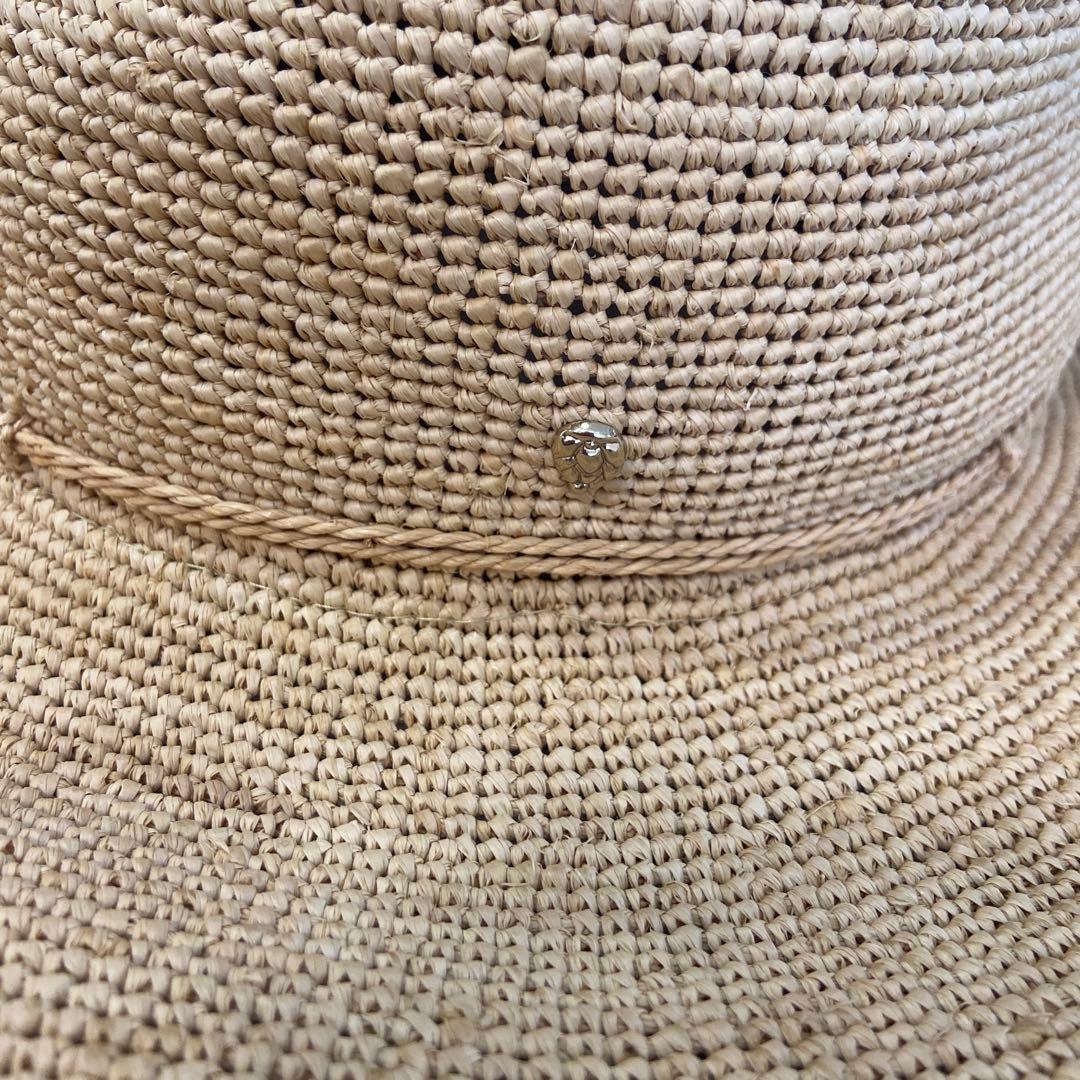 ヘレンカミンスキー　ラフィア　ハット　 フリンジ付きベージュ麦わら帽子