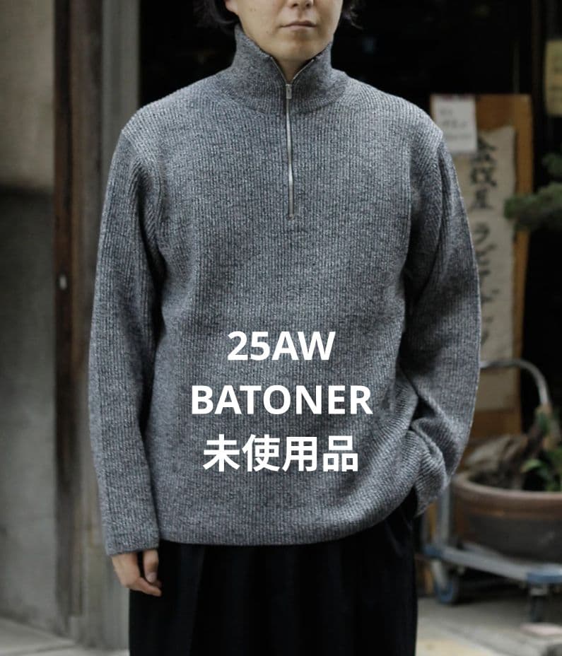 トップス 25AW BATONER SOLID WOOL RIB HALF ZIP