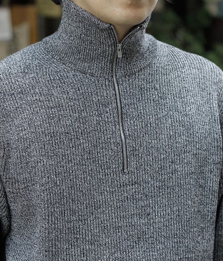 トップス 25AW BATONER SOLID WOOL RIB HALF ZIP