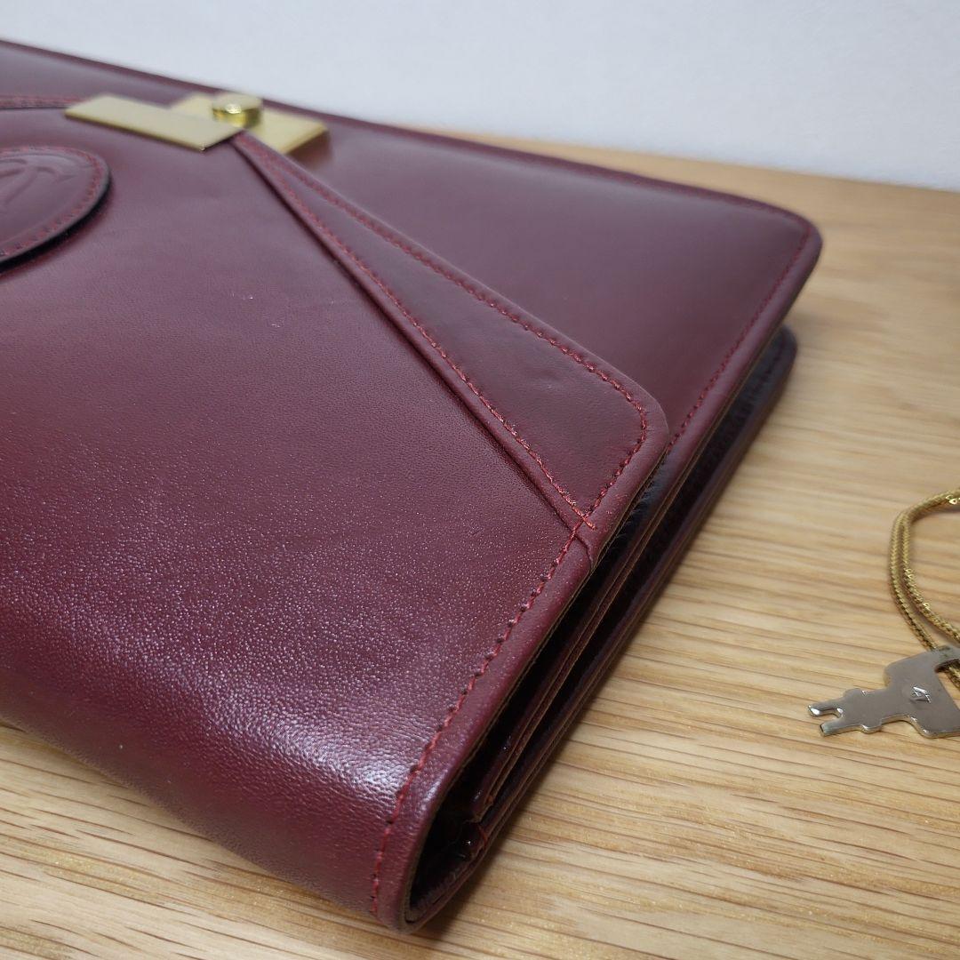 【レア】Cartier カルティエ セカンドバッグ クラッチバッグ ボルドー