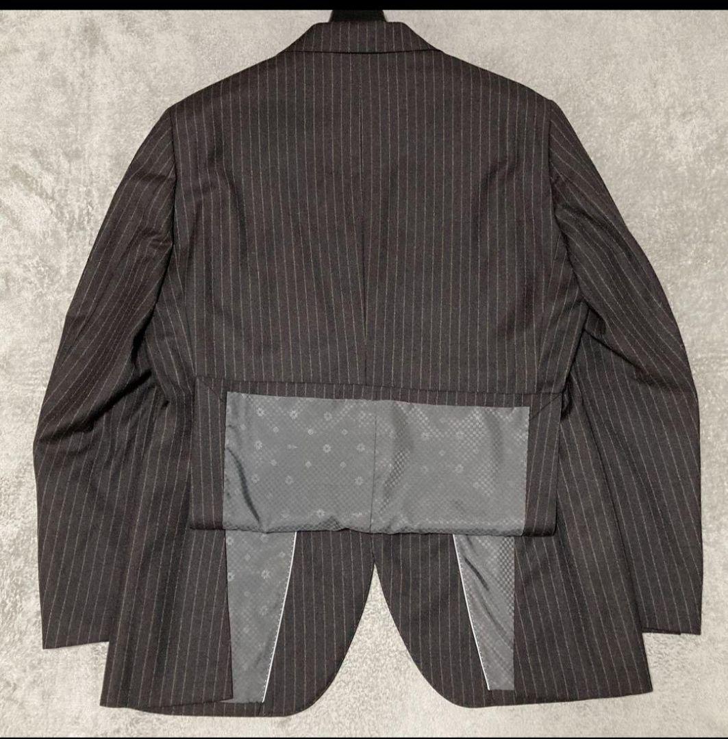 【美品】オリヒカ　スーツ　REDA イタリア製生地　ストライプ　ブラウン　XL