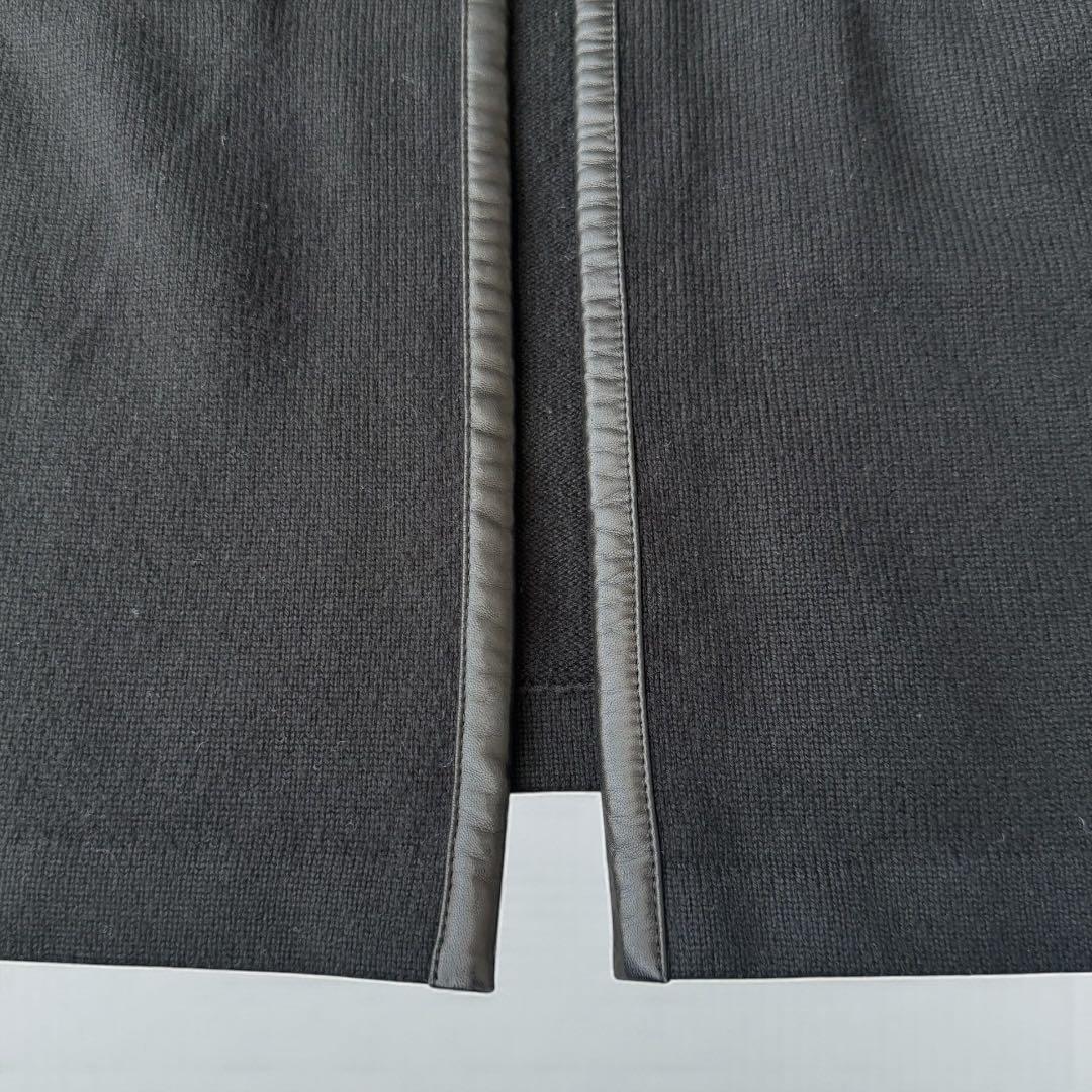 ラルフローレンブラックレーベル　カシミヤ100% レザーパイピング　ニットコート