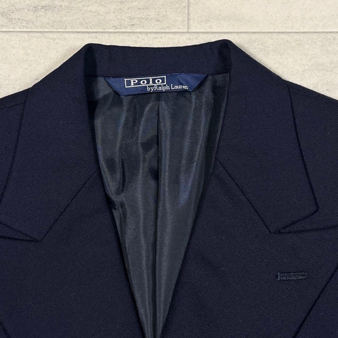 ポロ ラルフローレン 紺ブレザー 150 ダブル テーラードジャケット 金ボタン
